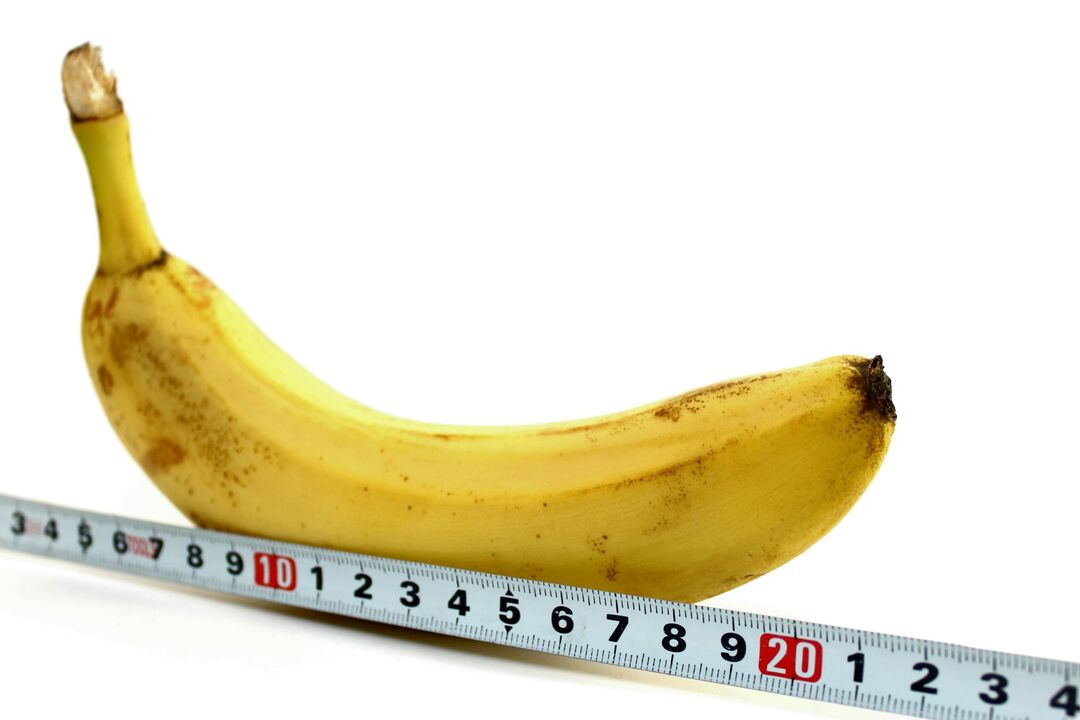 The size of the penis on the example of a banana